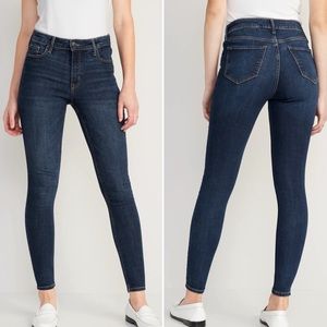 Old navy high rise rockstar super skinny dark blue wash denim jeans 10